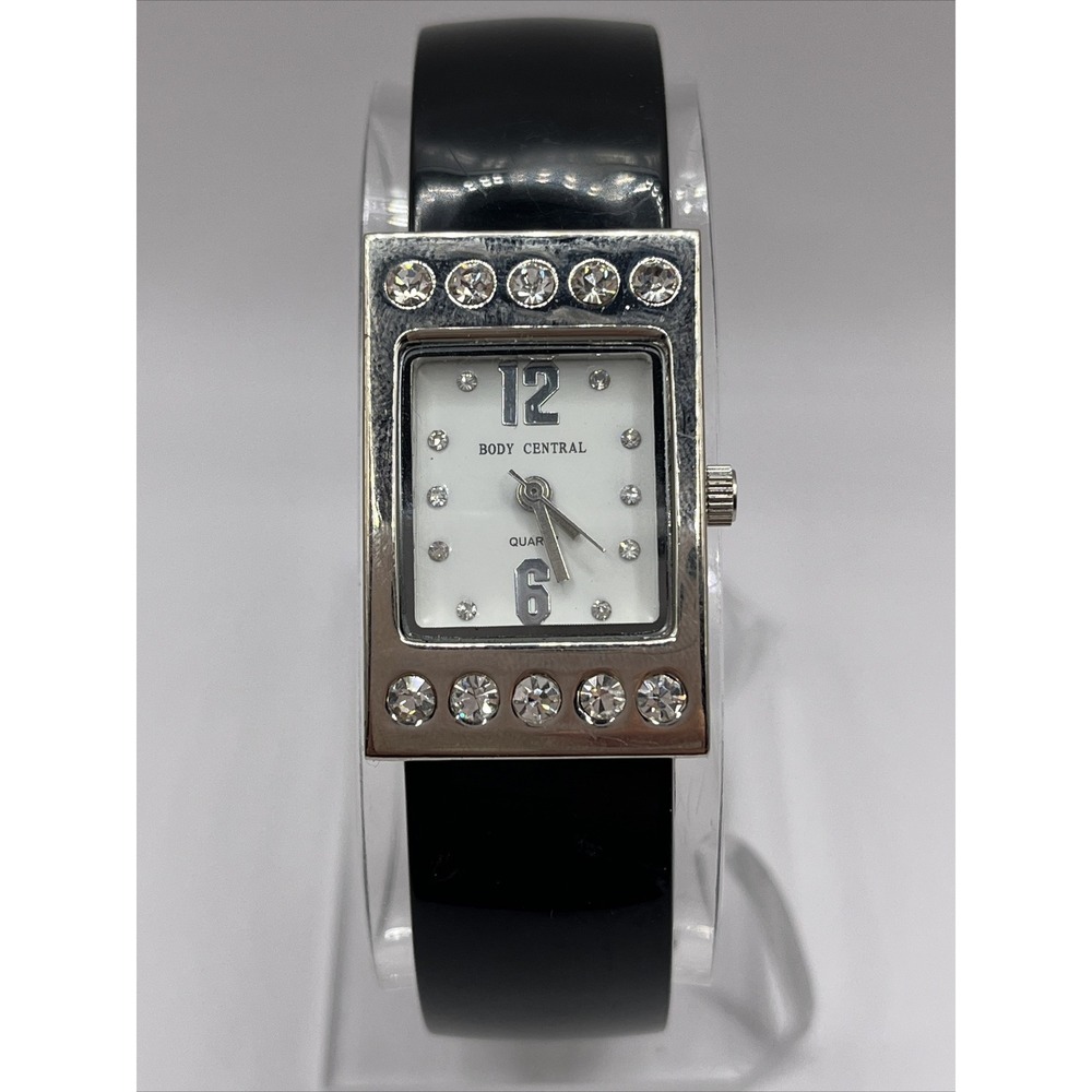 Body Central Women's Bangle Cuff Quartz Watch Rhinestone Bezel-‎ New Battery
